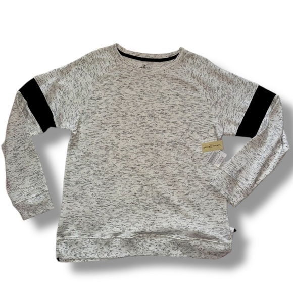 Bobbie Brooks NWT Sweatshirt Gray Heather Pullover Athleisure Arm Stripe Size L - Picture 14 of 16